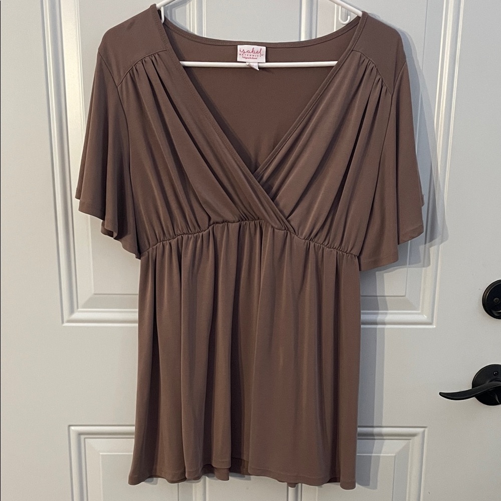 Isabel Maternity by Ingrid & Isabel Taupe V-Neck Blouse